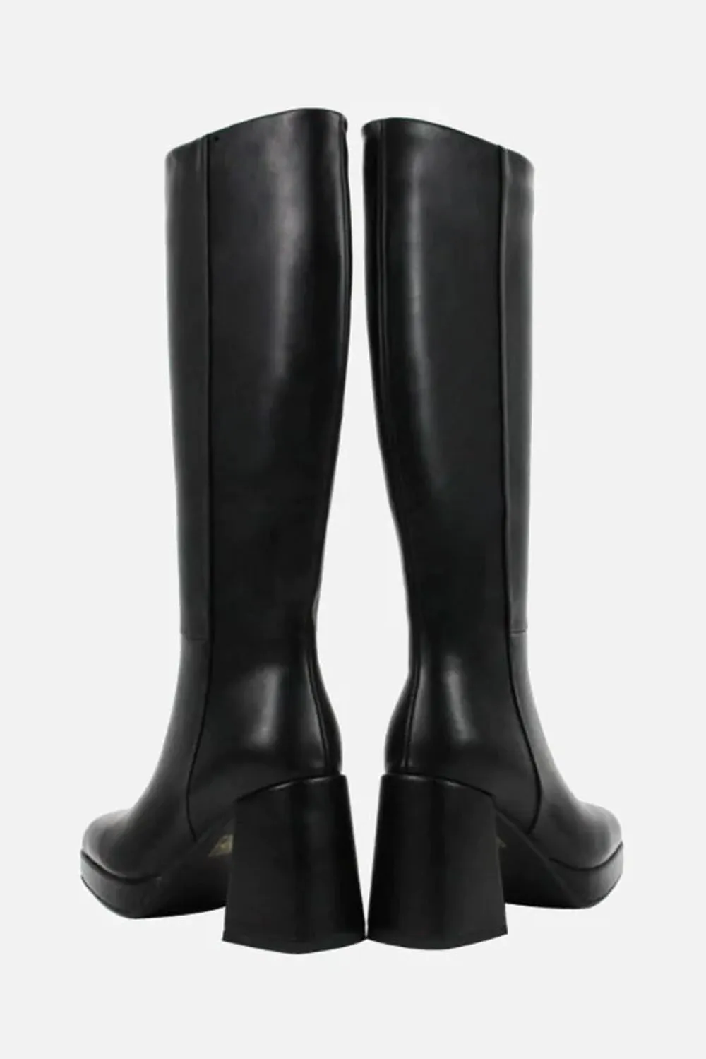 Alea Slip-on Block Heel Knee High Boots in Black