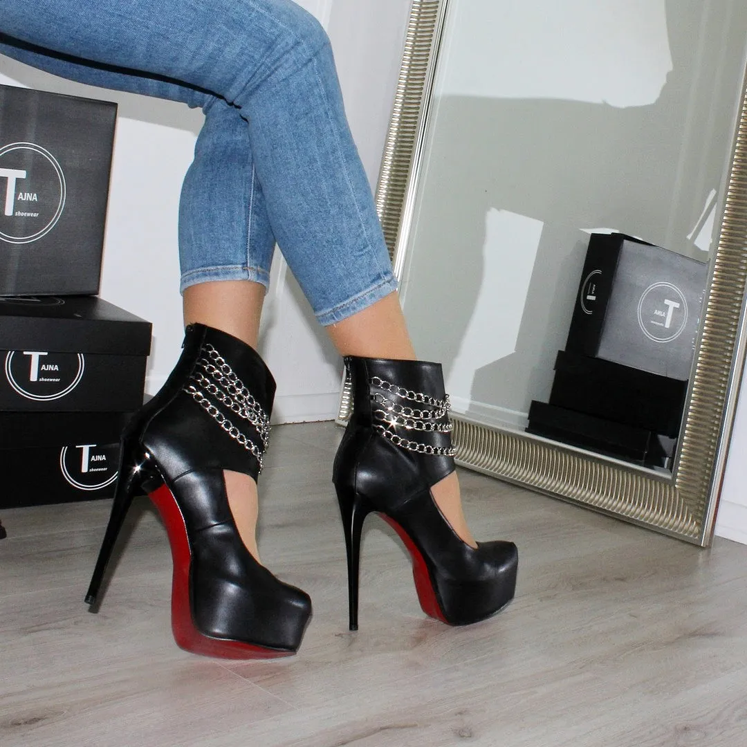 Ankle Black High Heel Platform Pumps