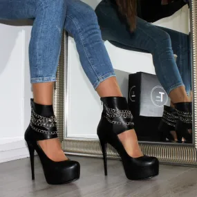 Ankle Black High Heel Platform Pumps