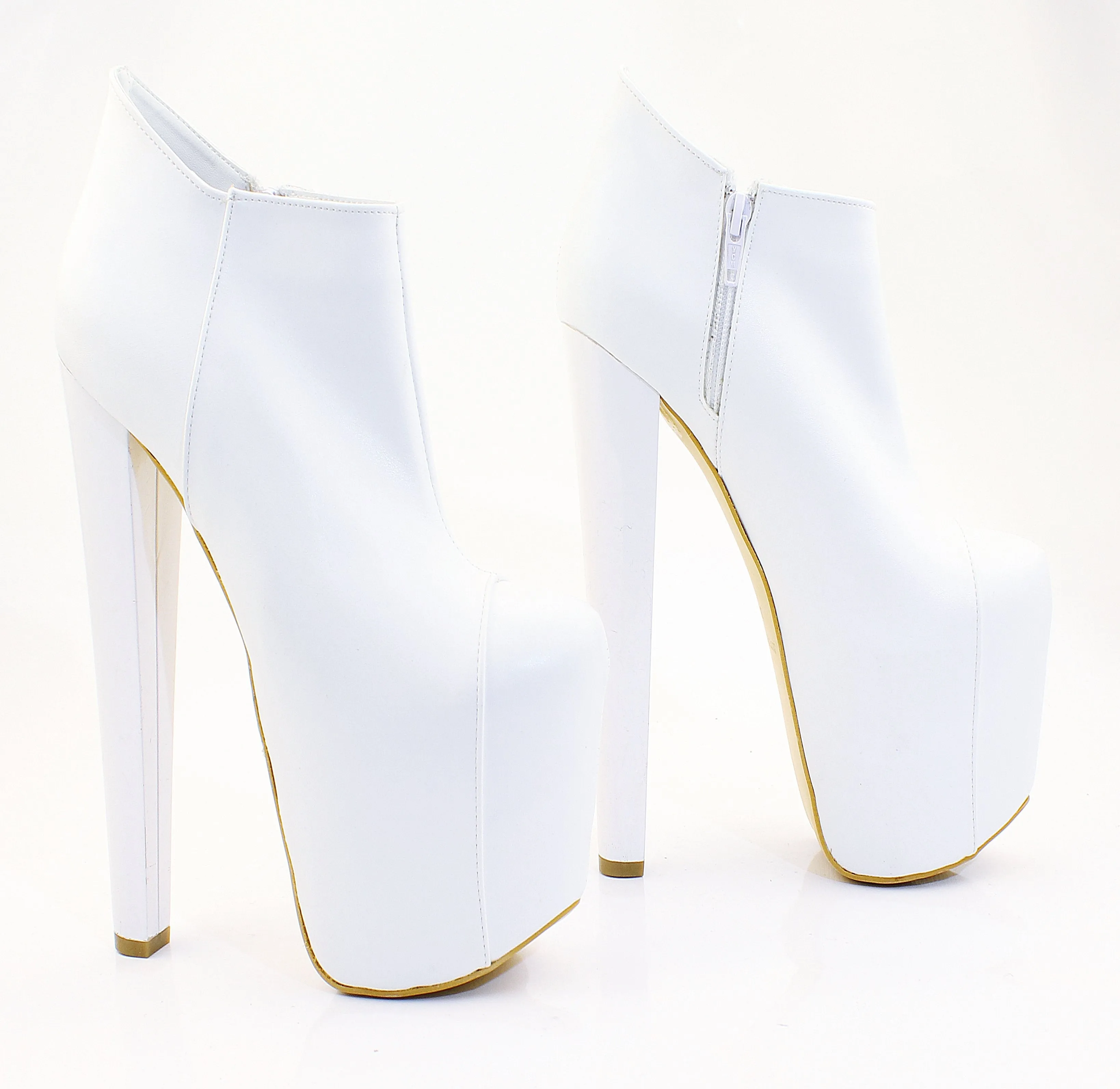 Ankle White Faux Leather 19 cm Platform Booties