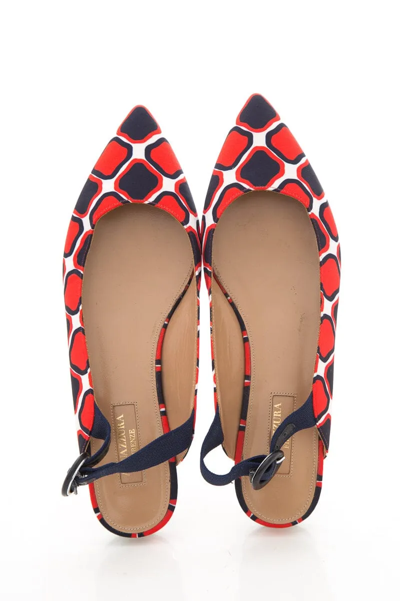 Aquazzura Orange & Blue Pointed Toe Flats SZ 37.5