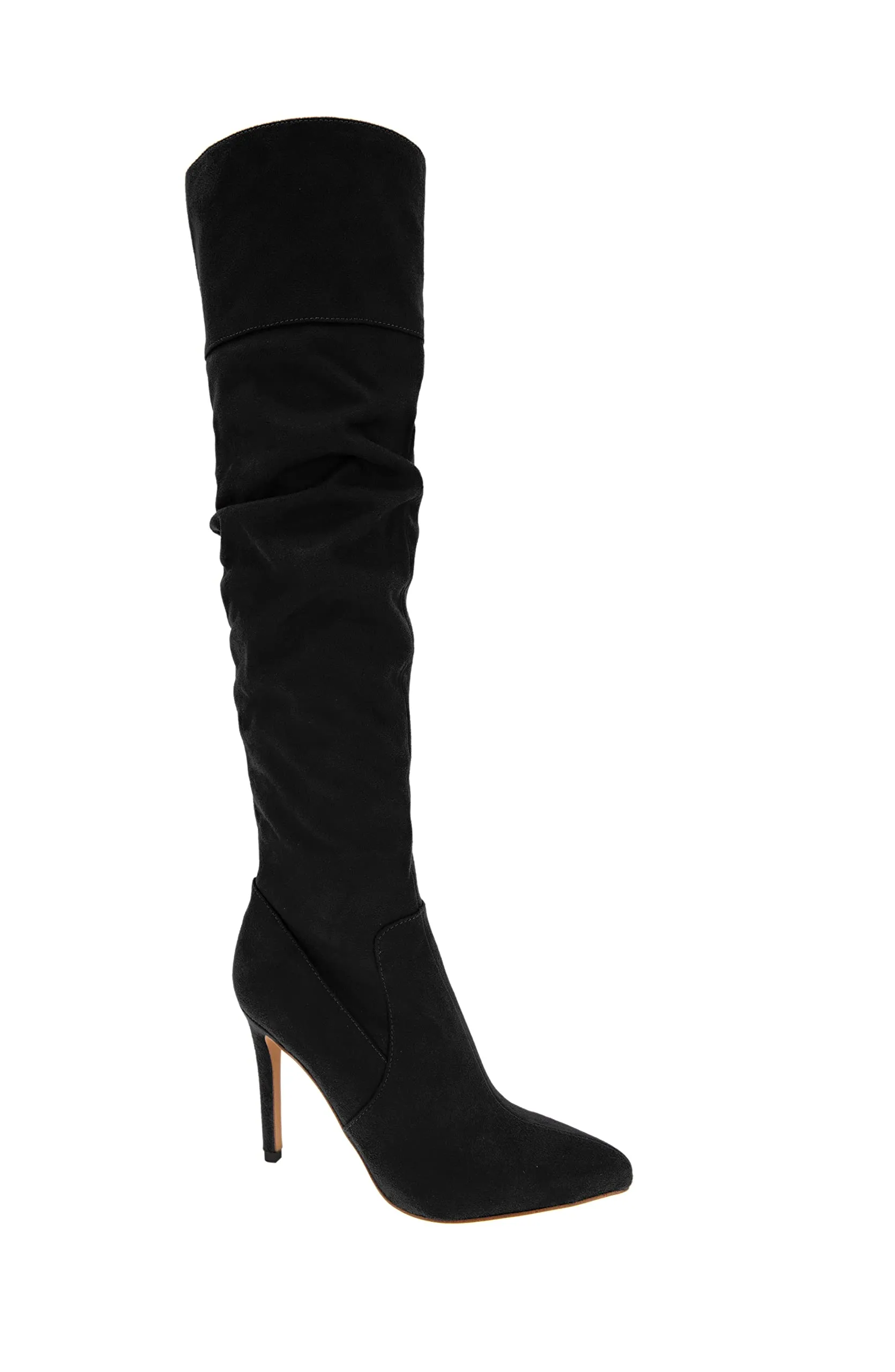 BCBGeneration Himani Black Suede Fashion Zip Stiletto Pointed Toe Knee High Boots