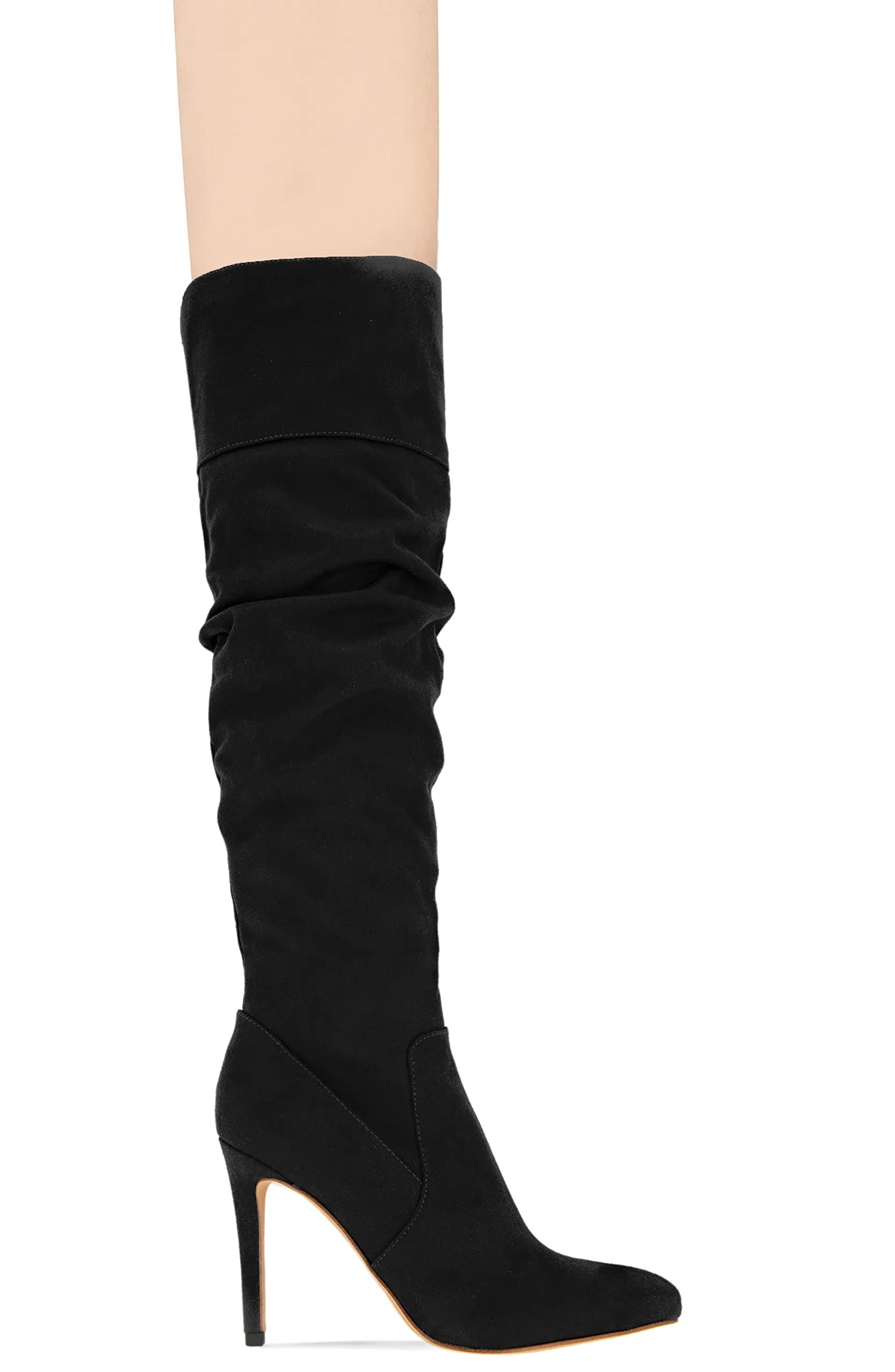 BCBGeneration Himani Black Suede Fashion Zip Stiletto Pointed Toe Knee High Boots