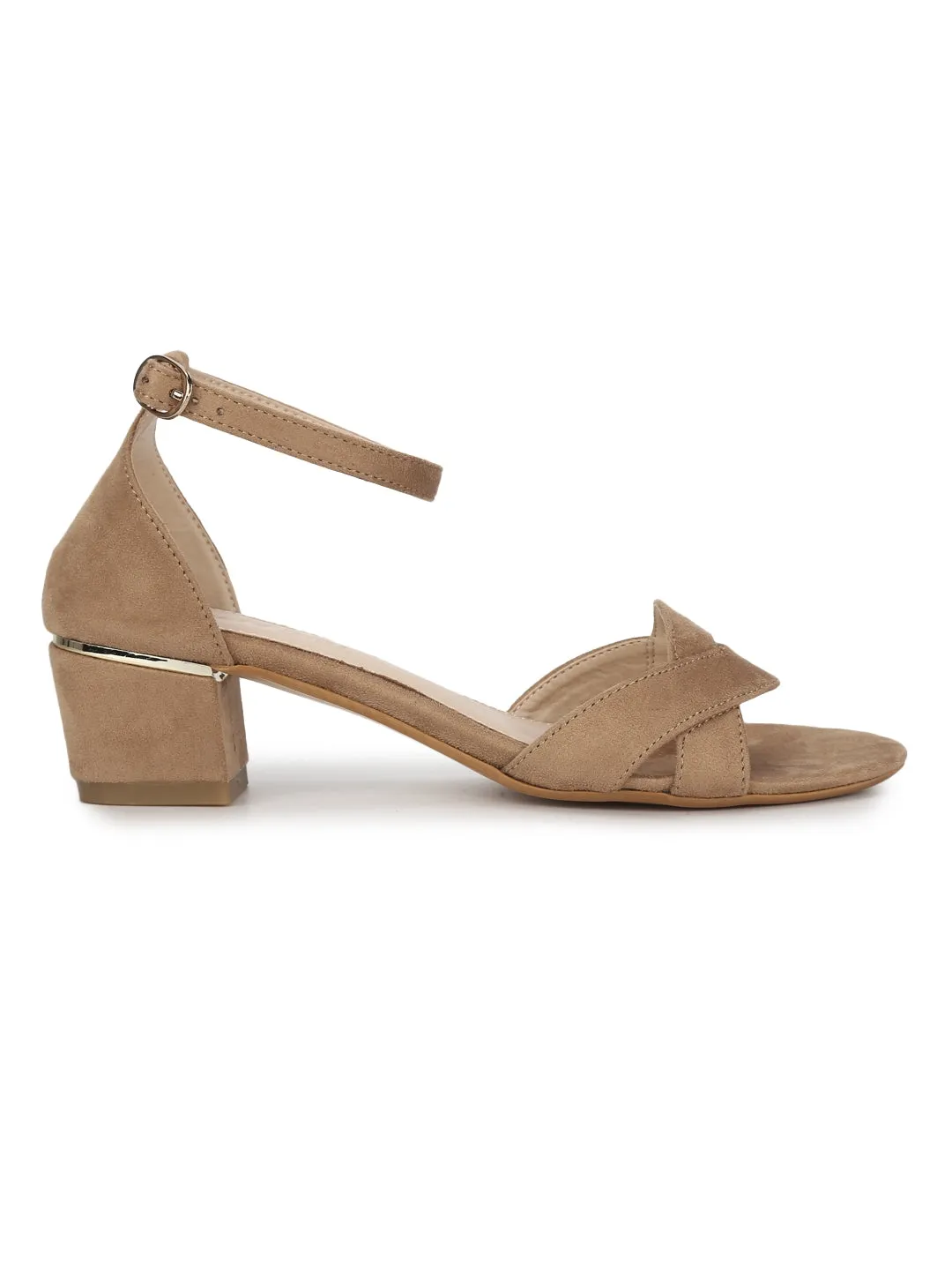 Beige Micro Low Heel Sandals