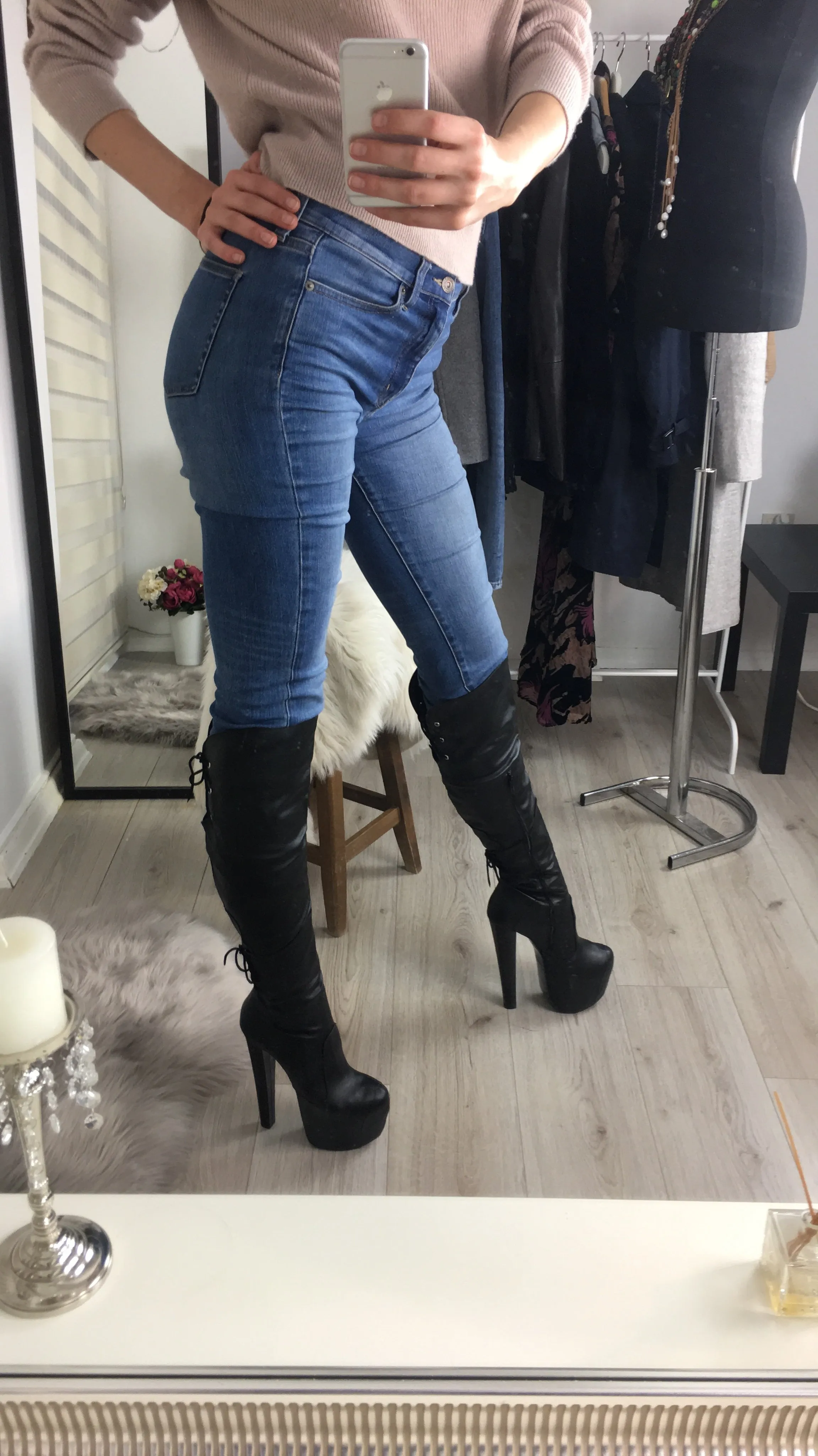 Black Stylish Over The Knee Boots