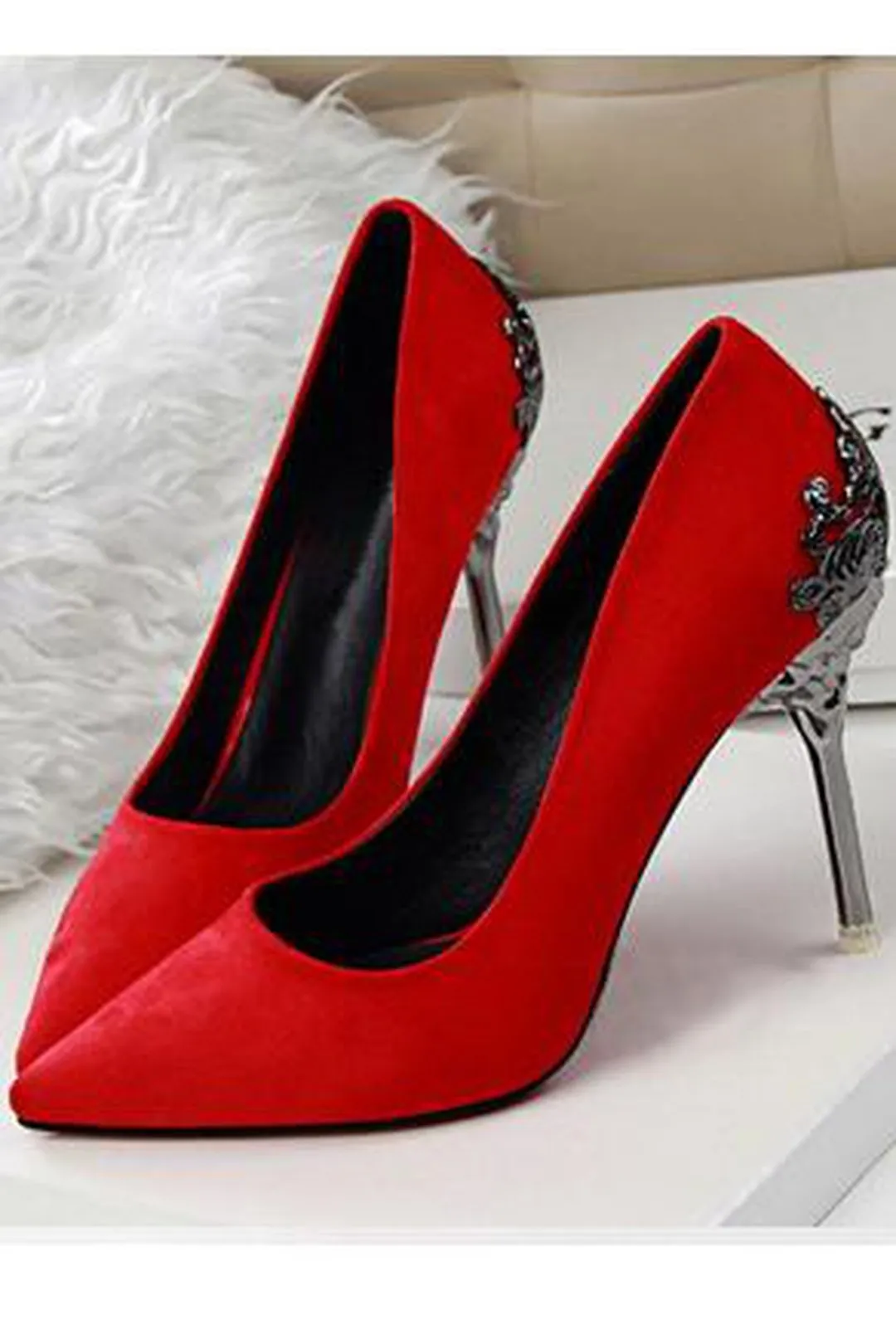 CAMELLIA - SUEDE ORNATE PUMPS HEELS