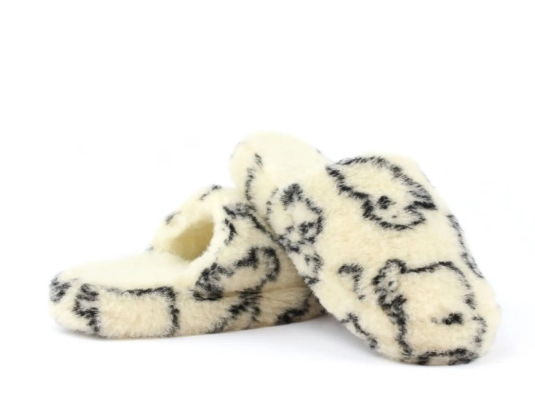 Cozy Wool Slide Slippers - Sheep Print