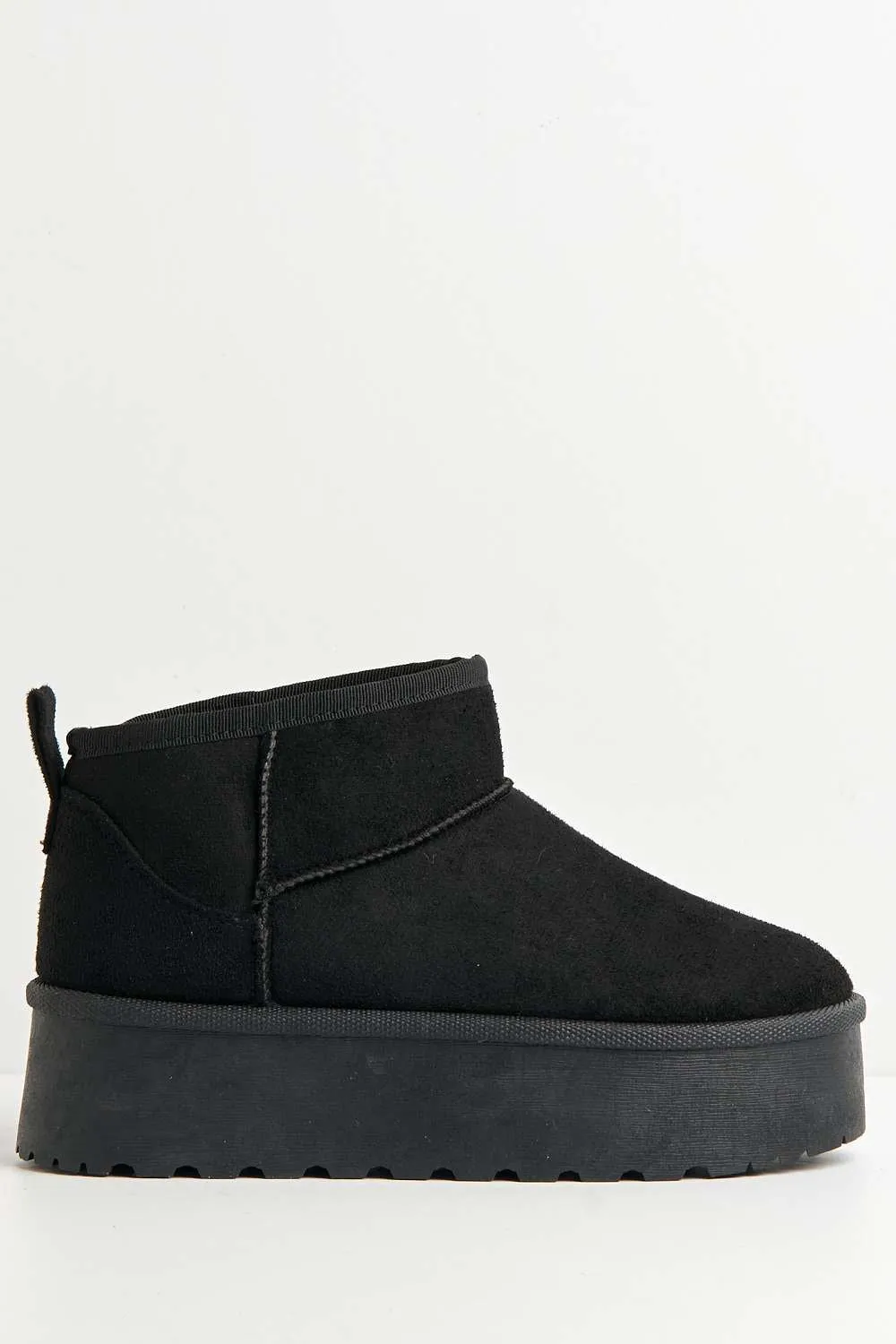 Dahl Faux Fur Lining Chunky Sole Ankle Boots in Black