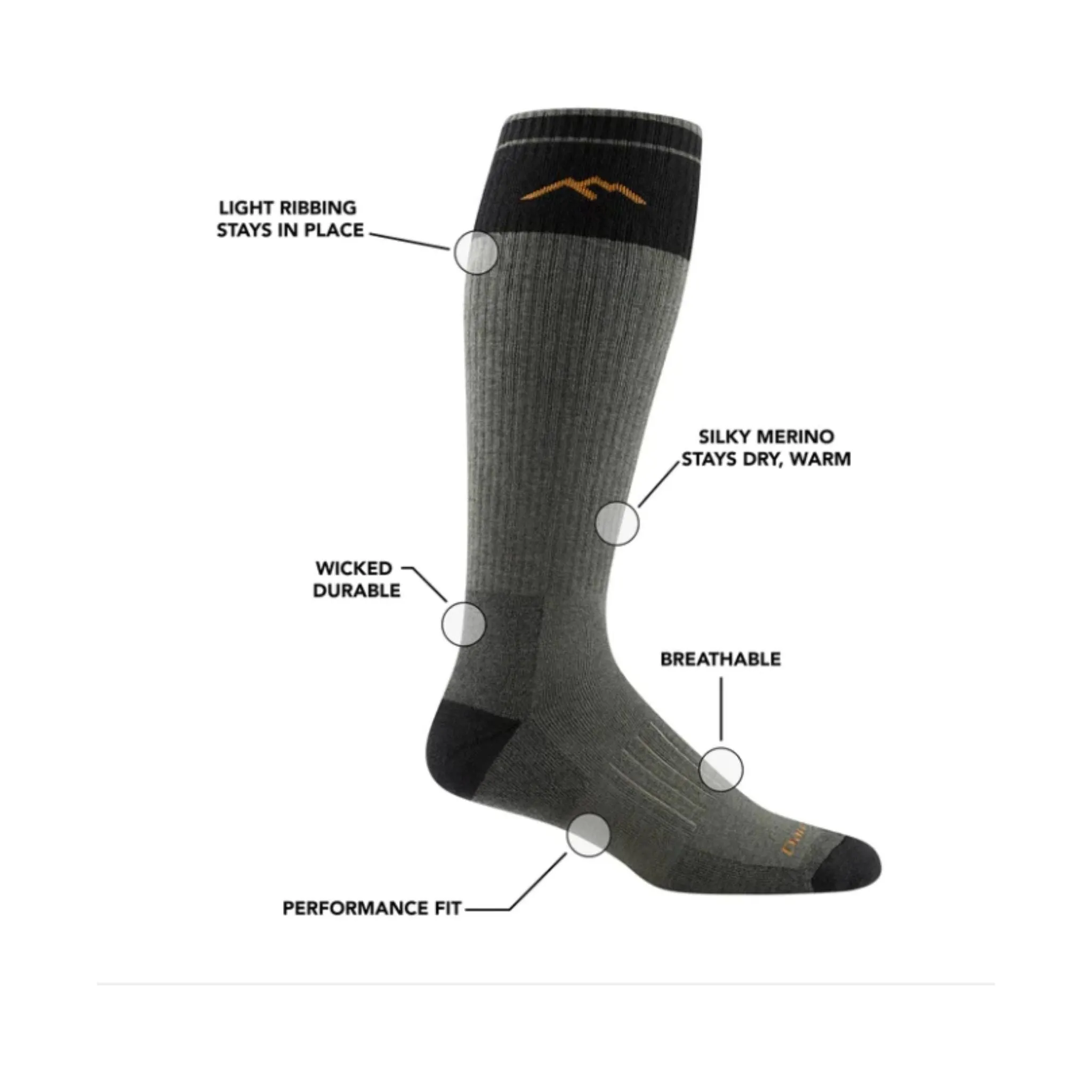 Darn Tough Vermont Men's Over the Calf Heavyweight Hunting Sock - Forest