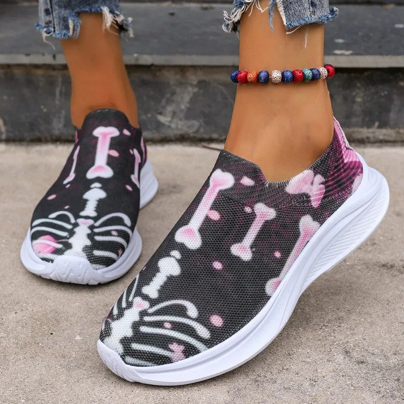 deanwangkt - Purple Casual Patchwork Printing Round Comfortable Out Door Shoes