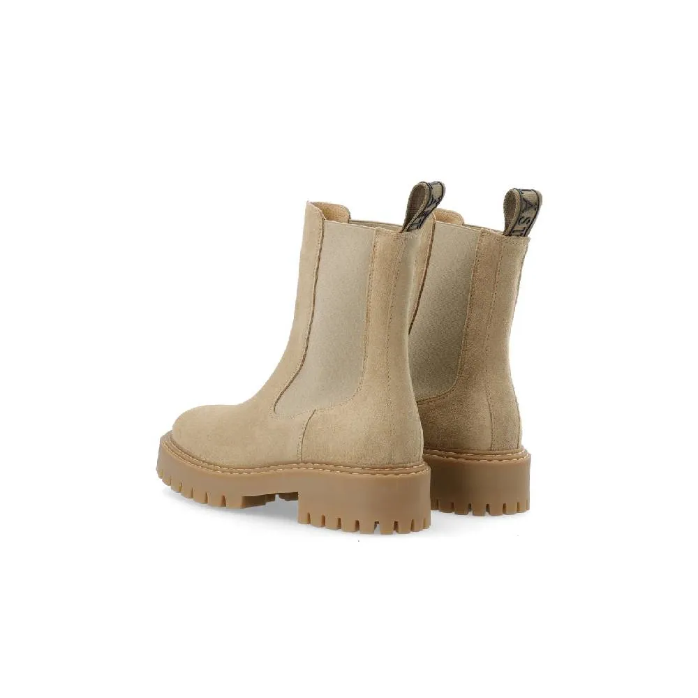 Demmi Beige Suede Chelsea Boots