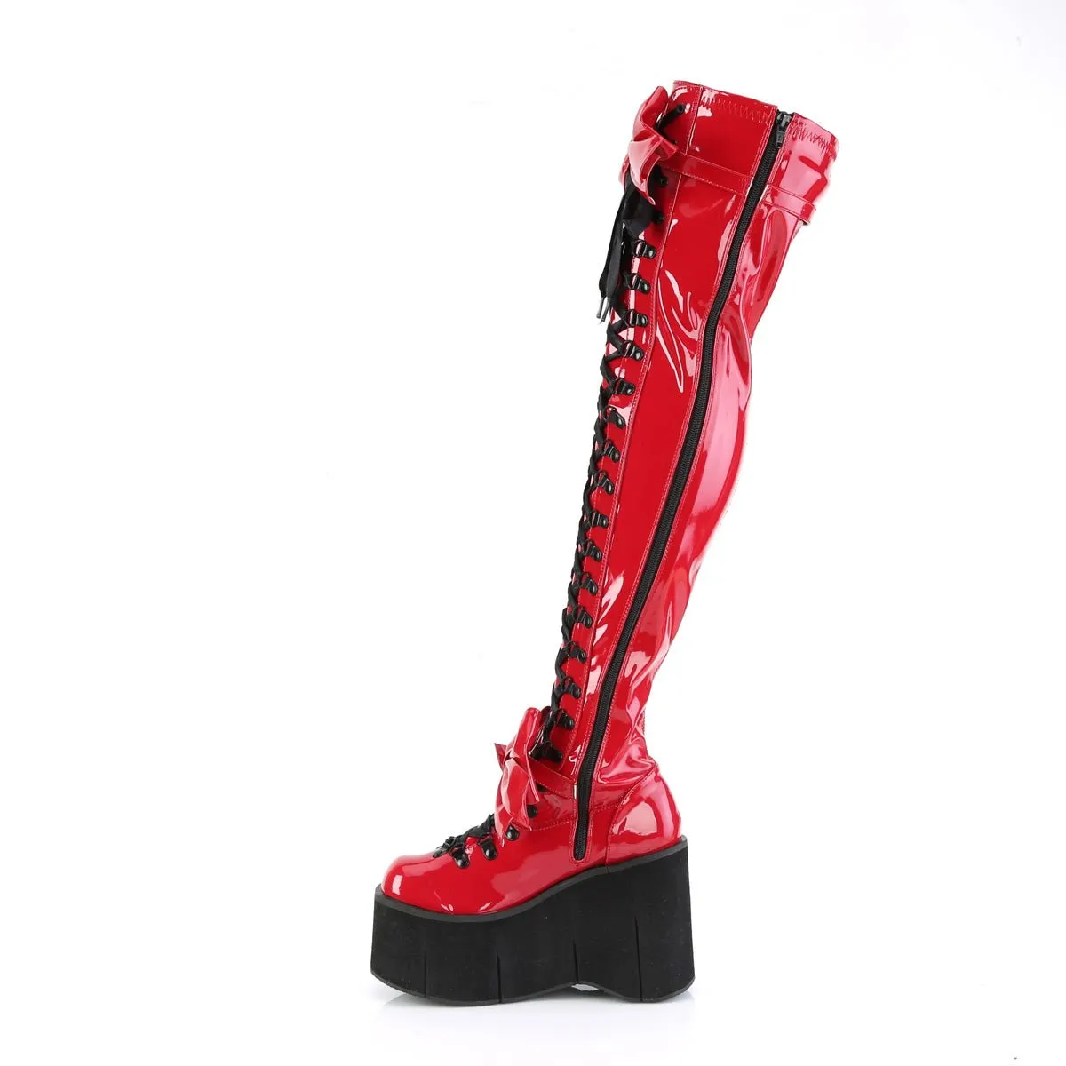 Demonia KERA-303 | Red Patent Leather Over-the-Knee Boots