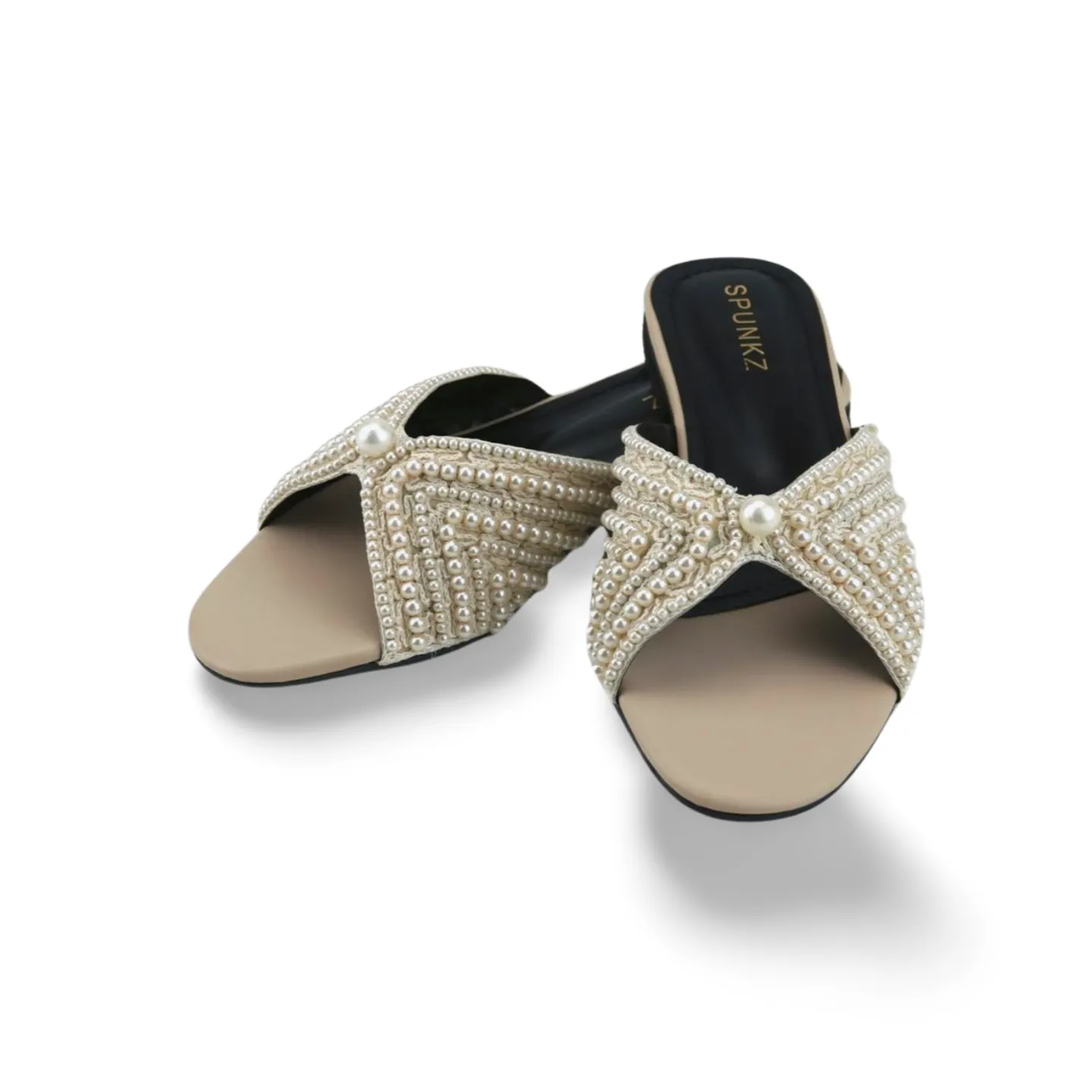 Elegant Pearl Embellished Flat Sandals