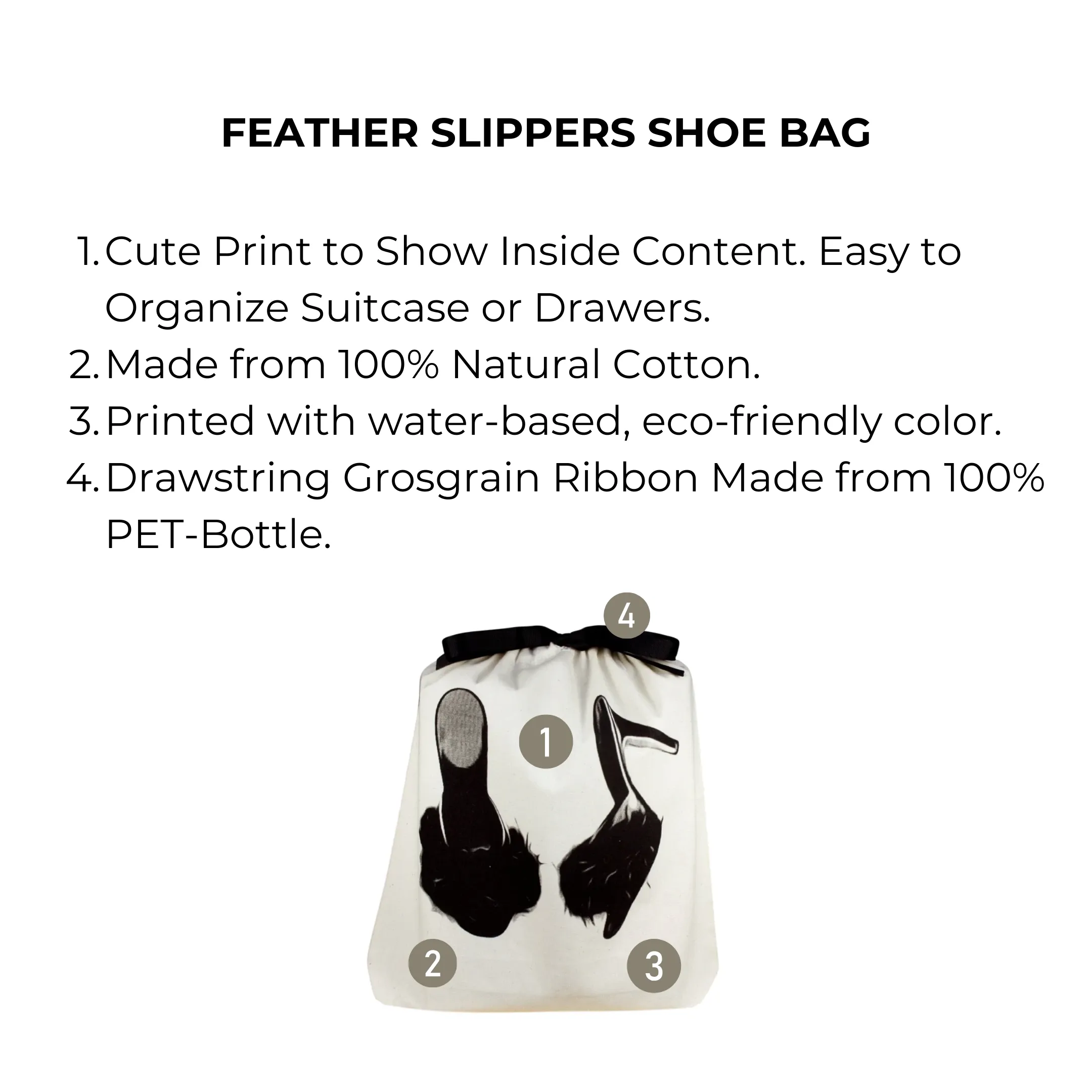 Feather Slippers Shoe Bag, Cream