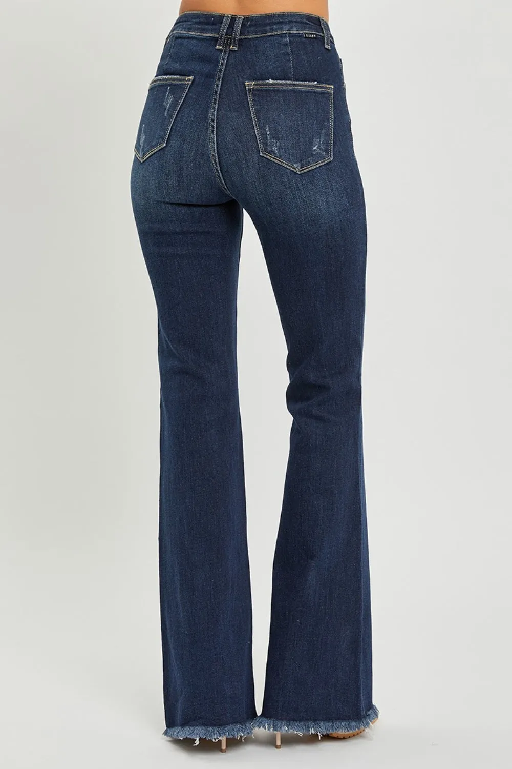 Friday High Waist Raw Hem Flare Jeans