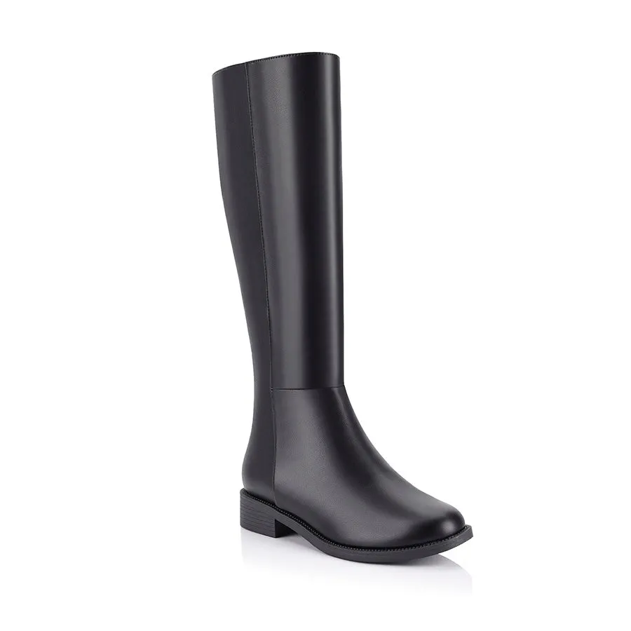 Gabe Flat Knee High Boots - Black