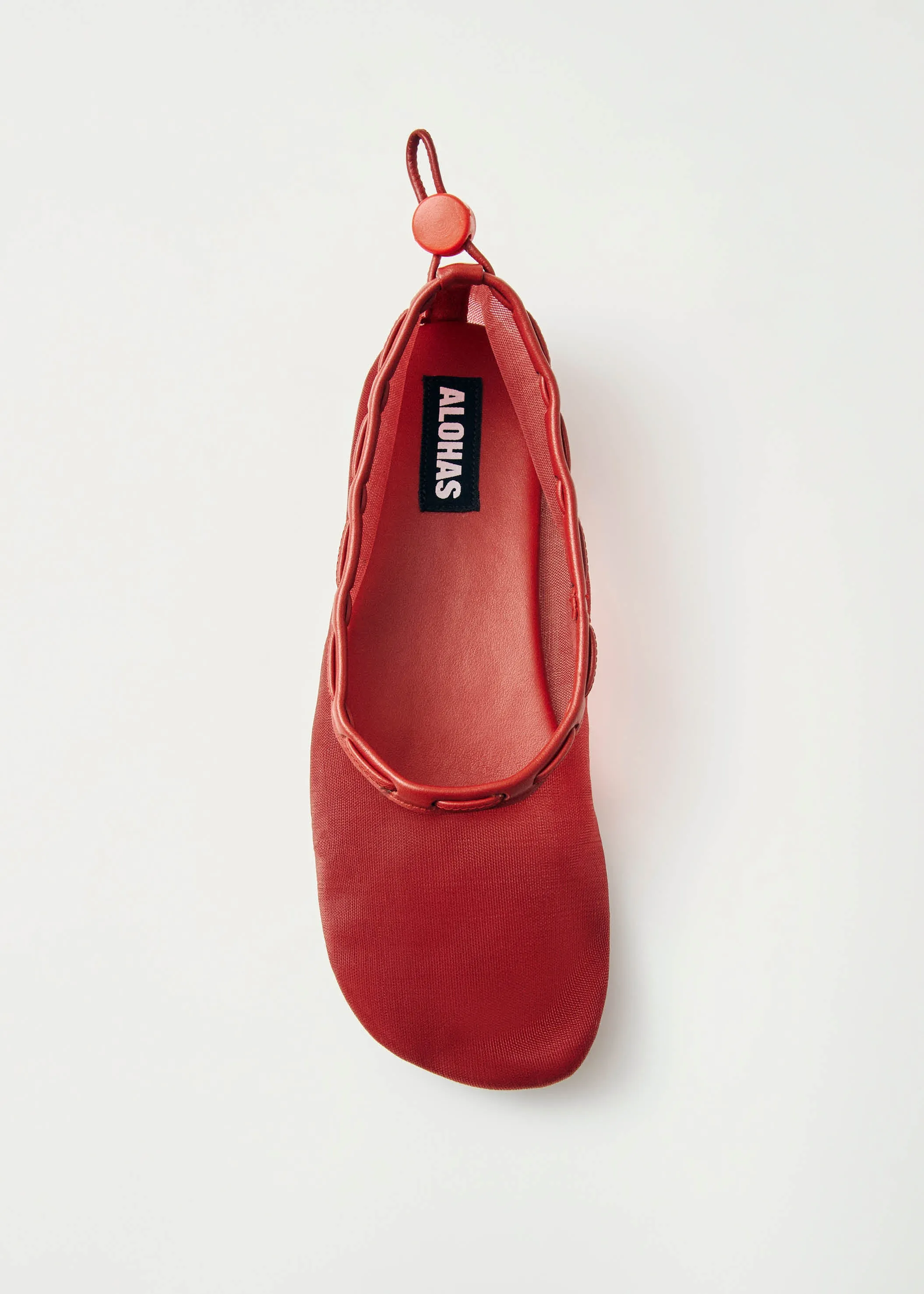 Gill Mesh Red Leather Ballet Flats