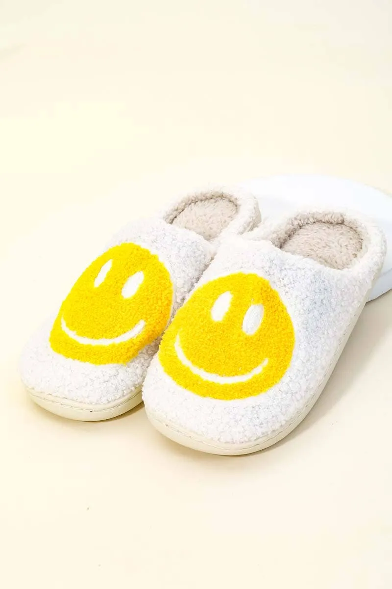 Happy Face Fuzzy Slippers