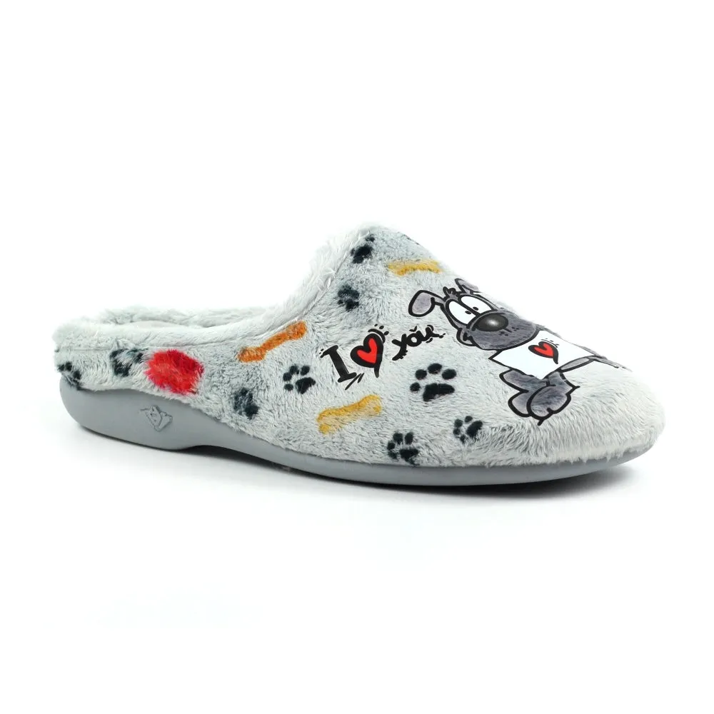 Ladies Grey Bedroom Slipper Mule Lazy Dogz Foam Euphoria