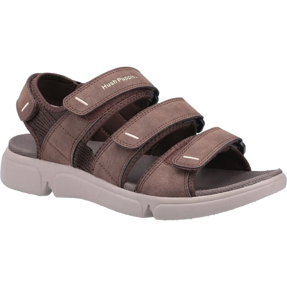 Mens Hush Puppies Walking Sandals Vegan Brown Hook & Loop Strap Raul