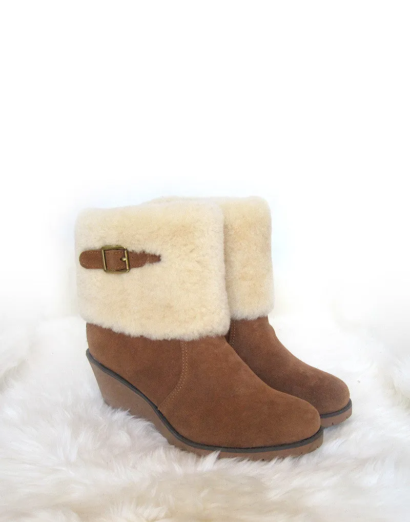 Millers Wedge 8" UGG with buckle and sheepskin foldover