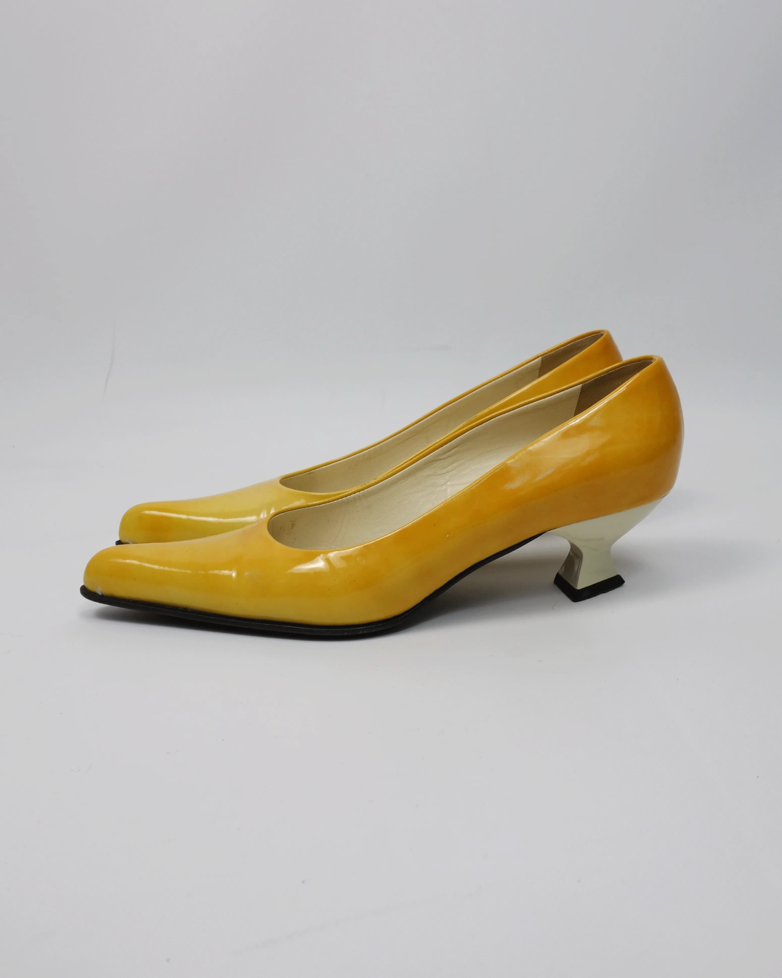 Miu Miu Patent Yellow Triangle Heels 2000's