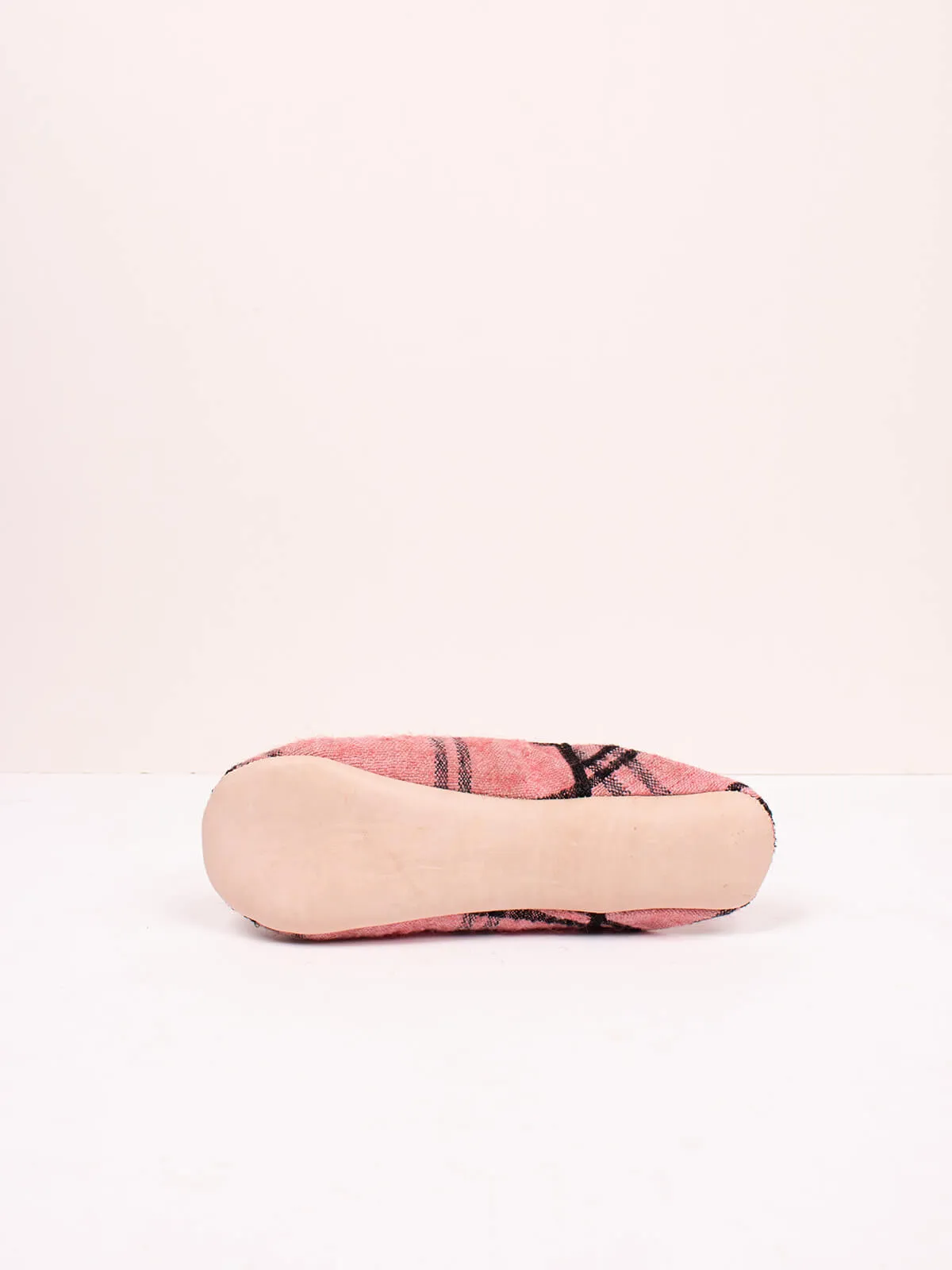 Moroccan Boujad Basic Babouche Slippers, Vintage Rose Check