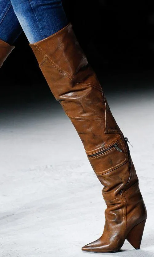 'Niki' Leather Zip Over-The-Knee Boot