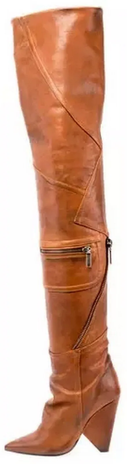 'Niki' Leather Zip Over-The-Knee Boot