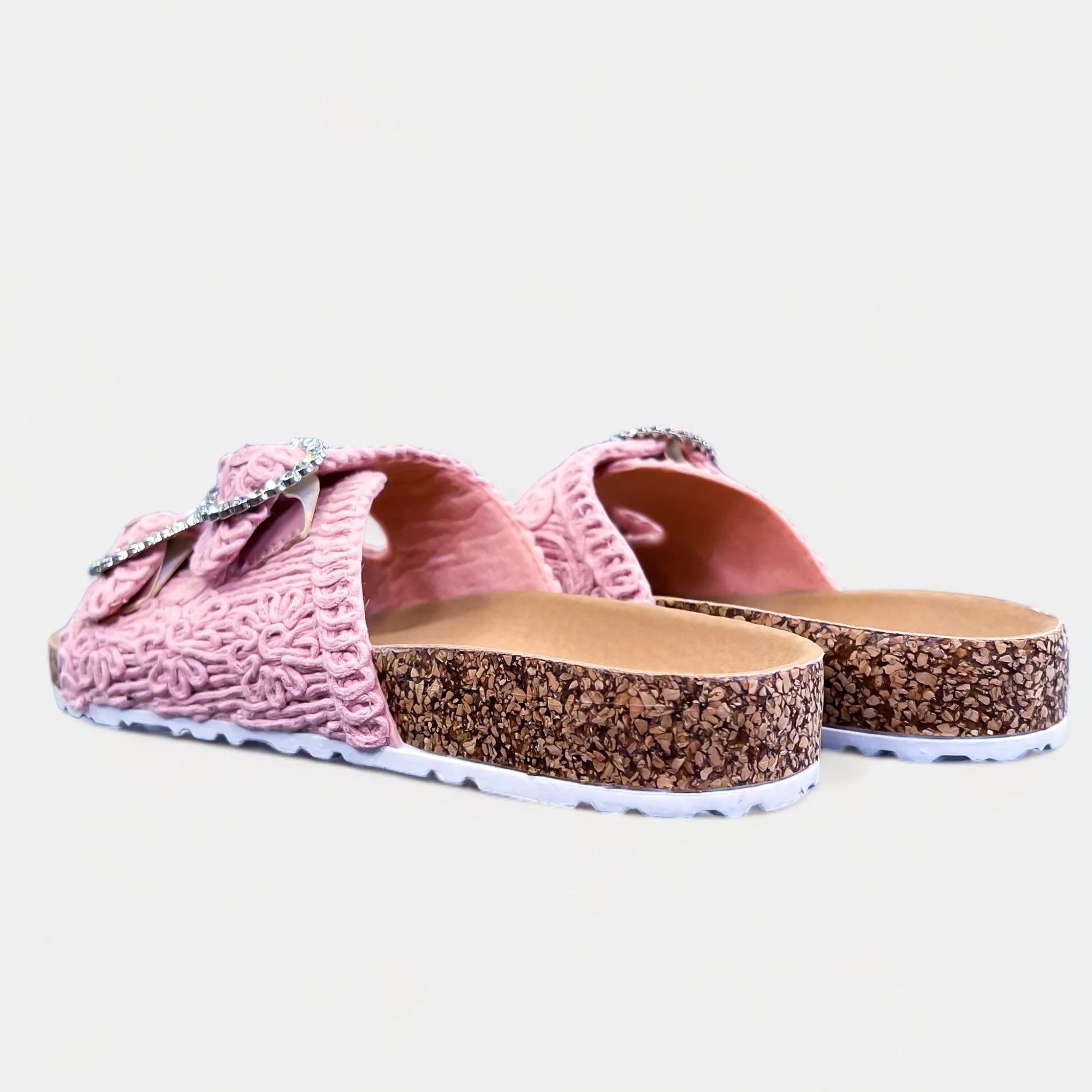 Pink Knit Slip On Sandals