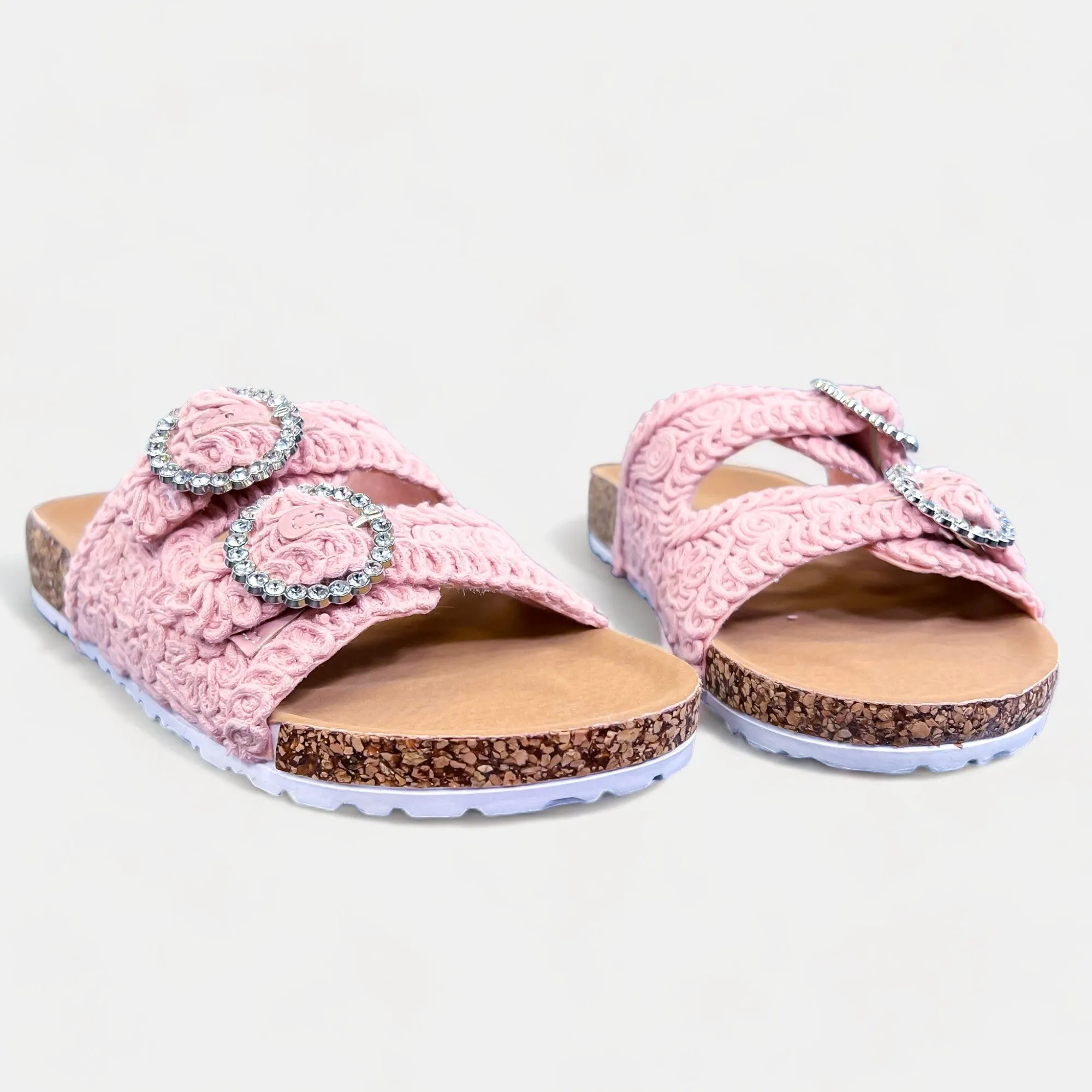 Pink Knit Slip On Sandals