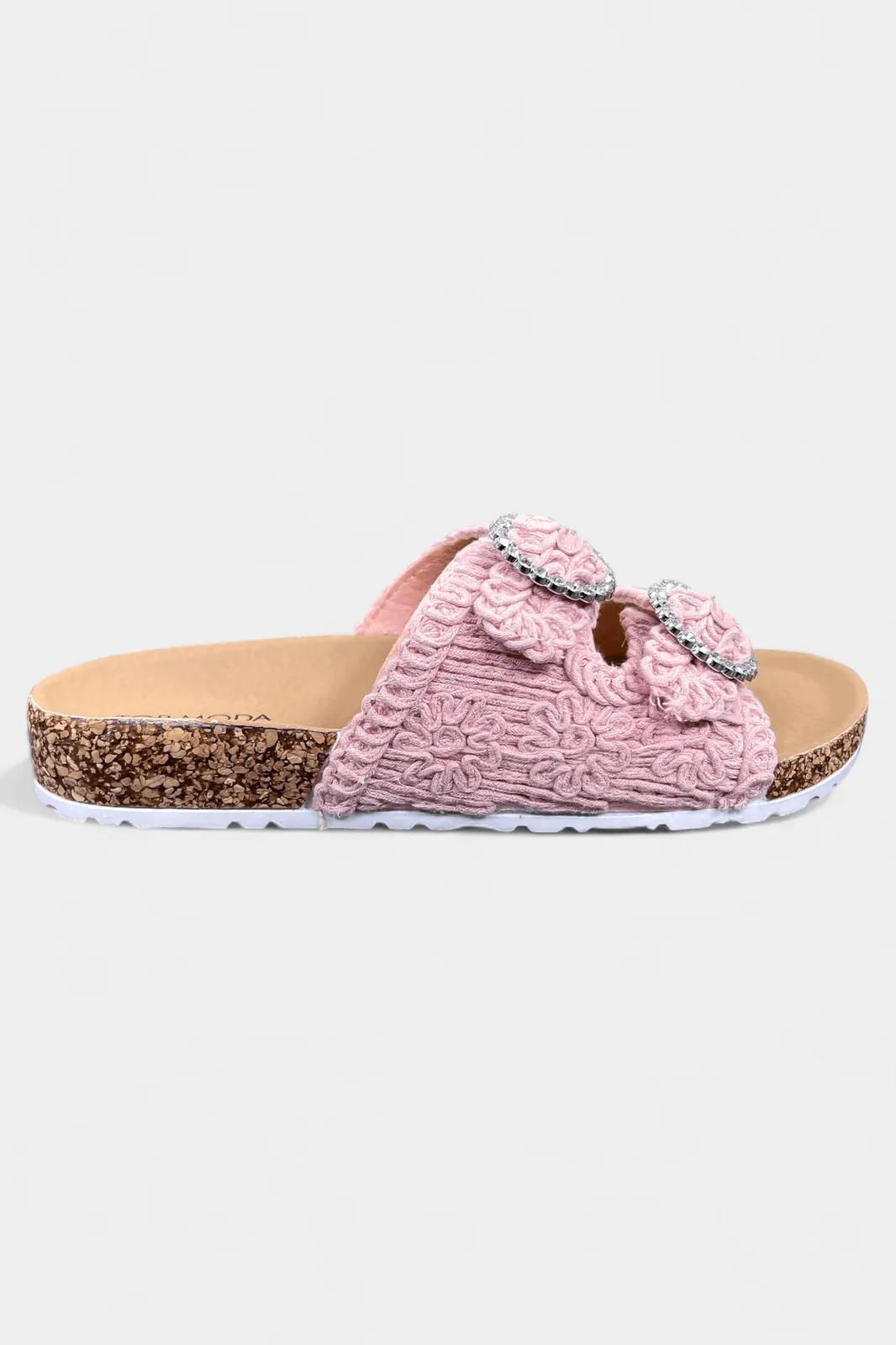 Pink Knit Slip On Sandals