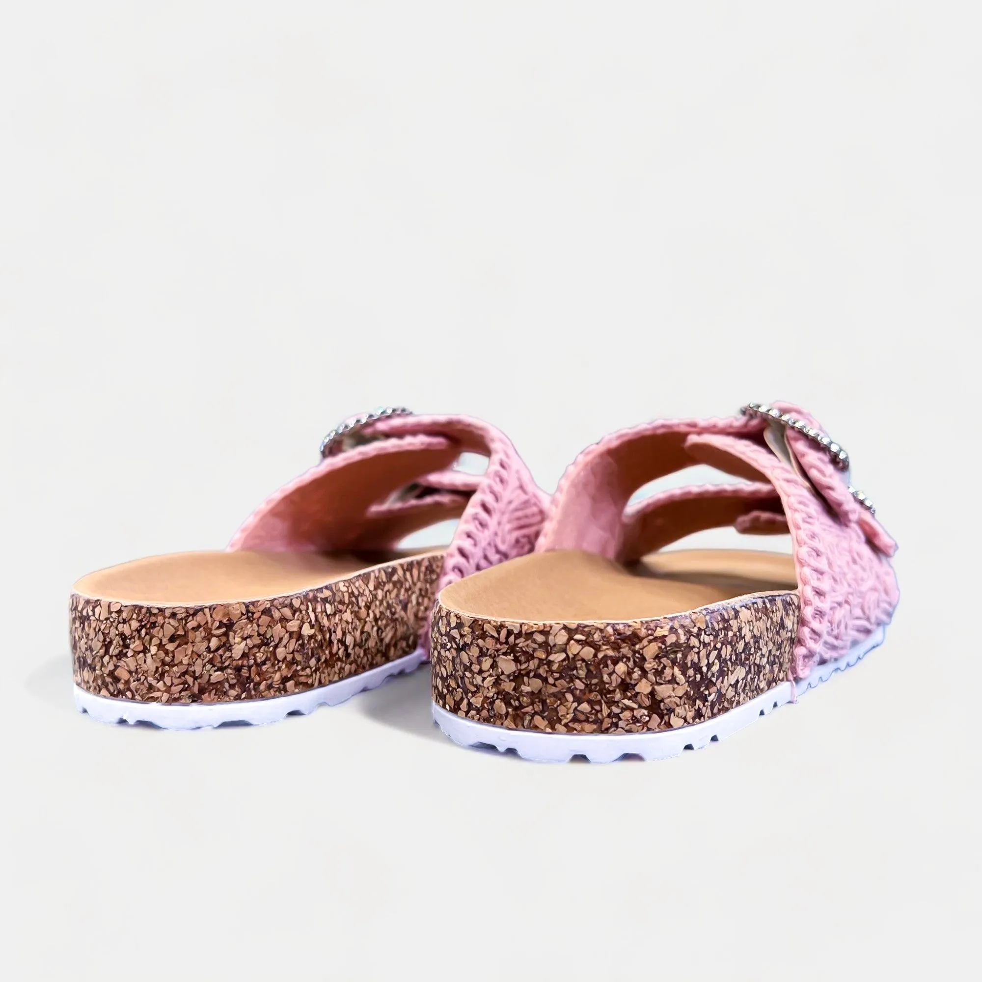 Pink Knit Slip On Sandals