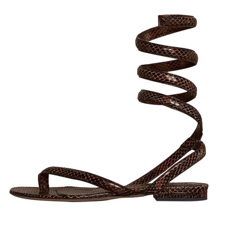 SNAKE WRAP FLAT SANDALS