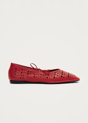 Sway Slit Red Leather Ballet Flats