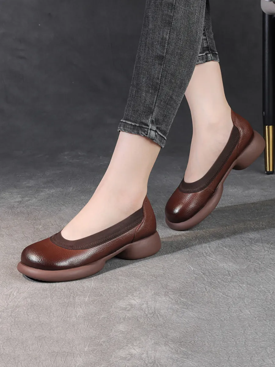 Women Casual Summer Genuine Leather Low Heel Shoes